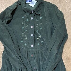 Vintage Cordury Green Button-Down Dress